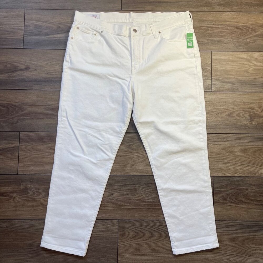GAP Girlfriend Mid Rise Jeans Women's Plus Size 34 (18R) White Cotton Denim FLAW